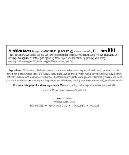 Isagenix Snack Bites - High-Protein Snack Bar - Healthy Energy Bites with 100–110 Calories - Naturally-Sweetened, Plant-Based Protein - Peanut Butter Bliss - 8 servings