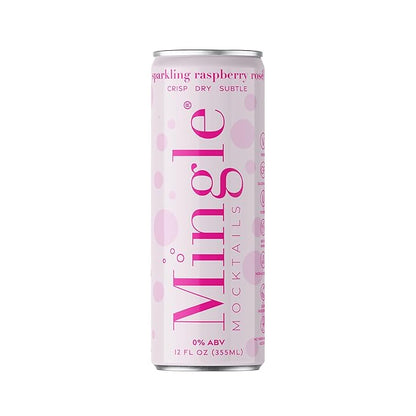 Mingle Mocktails Sparkling Raspberry Rose, Premium Non-Alcoholic Drinks, Refreshing Pre-Mixed Drinks, Healthy Alternatives, Canned Mocktails, 12 fl. oz. Cans, Pack of 12