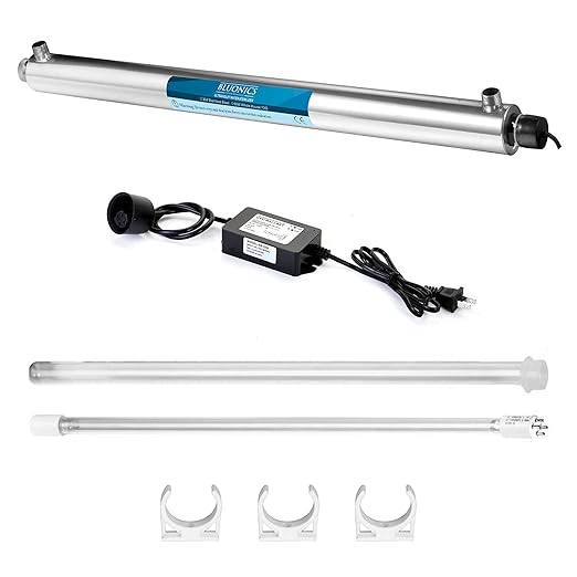 Bluonics Complete Whole House Well Water Filtration System 12 GPM 55W UV Purifier with Triple 4.5"x10" 55W UV, Activated Carbon & Sediment 5, 20 & 40 Micron Pre-Filter + Extra Filters & UV Bulb