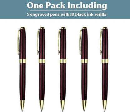 Ancolo Personalized Office Gift Pens Writing Set-Stainless Steel Fancy pens Custom with Your Name or Message, Perfect for Coworker/Friends/Manager/Lawyer/Professor 5PCS/Pack