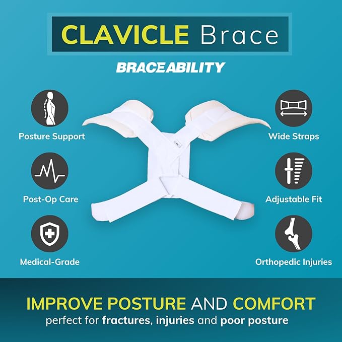 BraceAbility Pediatric Clavicle Support Brace - Figure 8 Upper Back Brace Posture Corrector for Kids, Shoulder Straightener, Kyphosis Relief, Youth Sling for Injuries and Fractures (Extra Small)