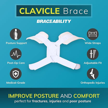 BraceAbility Pediatric Clavicle Support Brace - Figure 8 Upper Back Brace Posture Corrector for Kids, Shoulder Straightener, Kyphosis Relief, Youth Sling for Injuries and Fractures (Extra Small)