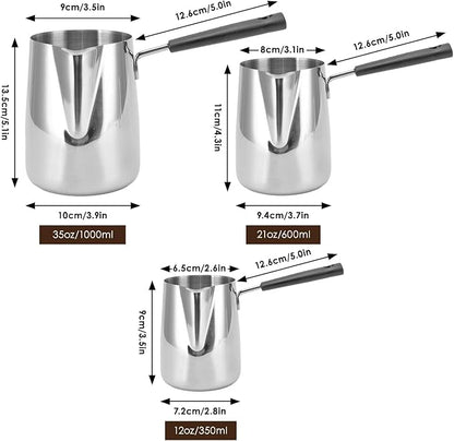 Classics Turkish Coffee Pot, 21oz/600ml Stainless Steel Milk Frothing Jug Long Handle Coffeware Pull Flower Toroid Pitcher Milk Warmer Hot Chocolate Maker