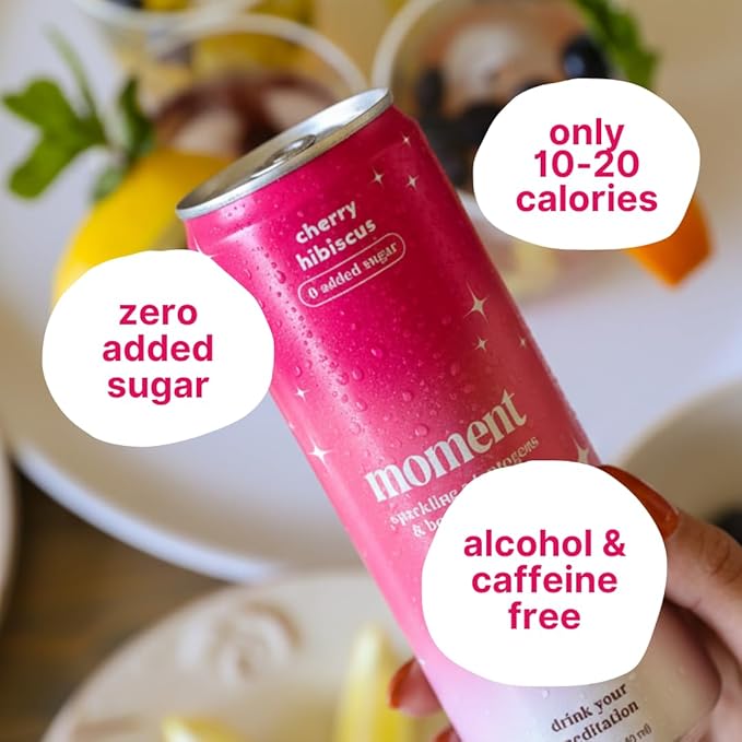 Moment Mocktails Non Alcoholic Drinks (Shark Tank) | SPARKLING Classics Adaptogen Drink | L-Theanine & Ashwagandha for Calm & Clarity | 0 Added Sugar 0 Caffeine | 24-pack
