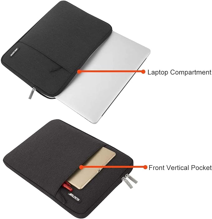 MOSISO Laptop Case 12.3 inch, 11.6-12.3 inch Laptop Sleeve Compatible with MacBook Air 11.6, Acer HP Dell Lenovo Samsung, Surface Pro, Polyester Vertical Computer Sleeve Bag with Pocket, Black