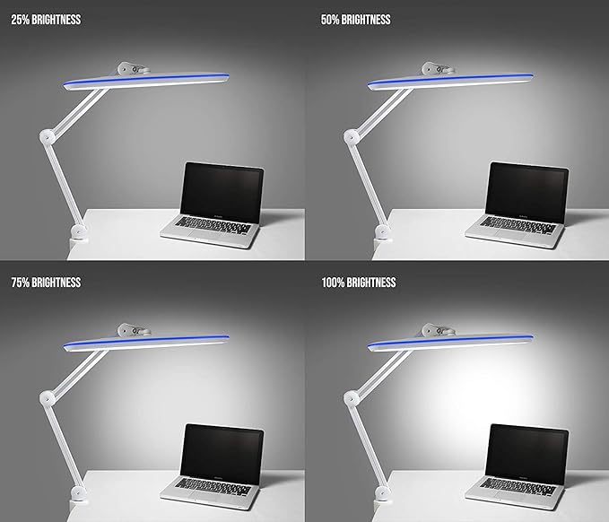 Neatfi XL LED Desk Lamp with Clamp – 2,200 Lumens, 23” Wide, Dimmable Task Light for Office, Study, Crafting & Nail Techs (Non-CCT with Clamp, White)