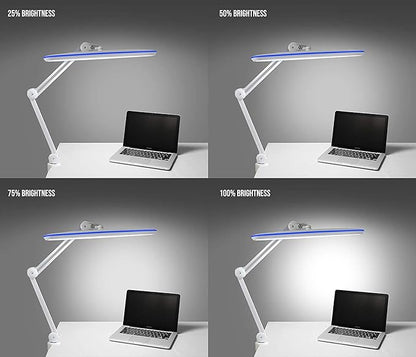 Neatfi XL LED Desk Lamp with Clamp – 2,200 Lumens, 23” Wide, Dimmable Task Light for Office, Study, Crafting & Nail Techs (Non-CCT with Clamp, White)