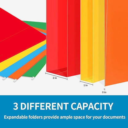 24 Pack Hanging File Folders, Letter Size with 1/5-Cut Adjustable Tabs, 12 Selected Color - File Folder Organizer for Filing Cabinet Office Home, Designed for Bulky Files, Medical Charts