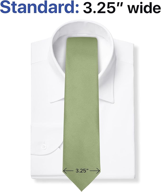 boxed-gifts Umo Lorenzo Tie for Men Satin Finish Necktie - Standard Width Ties - Black, Navy, Red, Sage Green Tie
