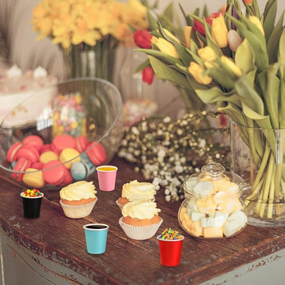 120 Count 3oz Colorful Paper Cups,Mouthwash Cups, Disposable Bathroom Cups,Small Paper Cups 3oz Ideal for Bathroom,Supermarket,Birthday Party,Picnic and BBQ(Mixed Colors)