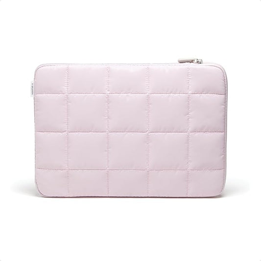 U Brands Nylon Puffer Zipping Laptop Case, 10.5" x 15" Sleeve, Computer Accessories, Cover for MacBook Pro, MacBook Air, Chromebook, HP Computer, Petal Pink