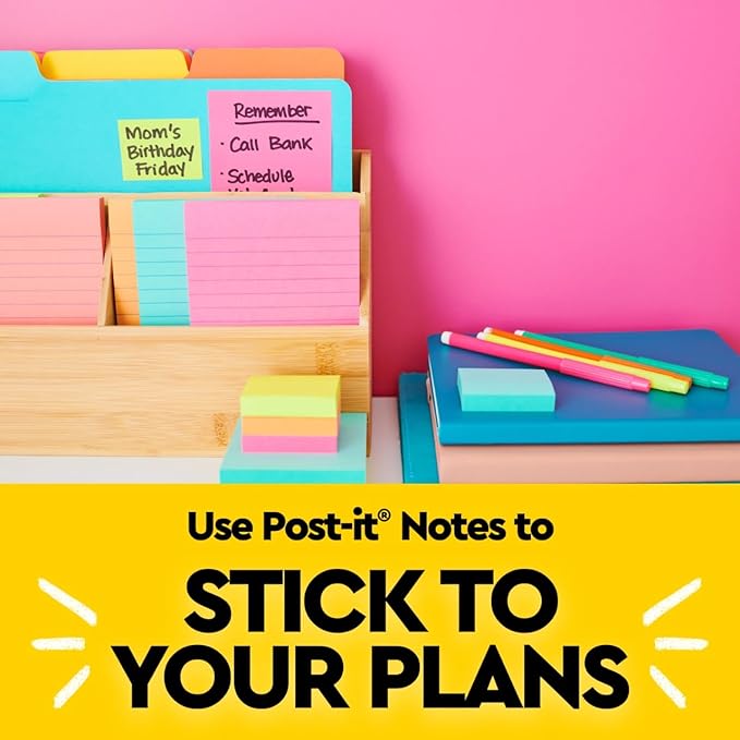 Post-it Mini Notes, 1.5x2 in, 4 Pads, America's #1 Favorite Sticky Notes, Poptimistic Collection, Bright Colors (Magenta, Pink, Blue, Green), Clean Removal, Recyclable (653-8AF)