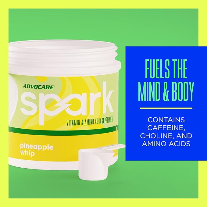AdvoCare Spark - Energy Drink Mix - Vitamin & Amino Acid Supplement - Supports Energy & Focus - Portable Immune Support - Sugar-Free - Pineapple Whip (10.5 oz)