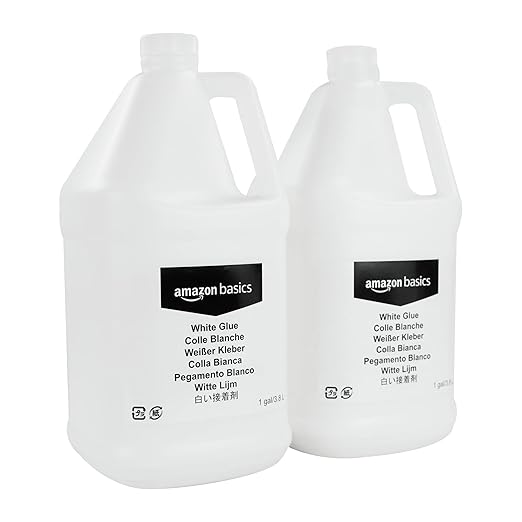 Amazon Basics All Purpose Washable School Classroom Liquid Glue, Great for Making Slime, 1 gallon Bottle, 2-Pack, White