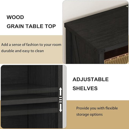 BON AUGURE Small Bookshelf, 3 Tier Black Book Shelf, Farmhouse Storage Bookcase, Short Wooden Book Cases for Small Space, Office, Bedroom, Living Room (Black Oak)