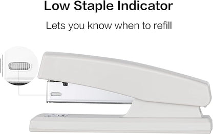 Deli Stapler, Desktop Staplers with 640 Staples, Office Stapler, 25 Sheet Capacity, White