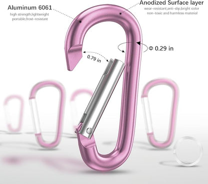 sprookber 3" Aluminum Carabiner D Ring, Caribeener Clips, Spring Snap Hook for Keychain Clip, Set of 10
