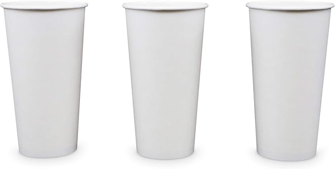 Paper 22oz White Cold Drink Cups, 1000 Count, Home Use, Recyclable, Leak-Proof, Made in USA