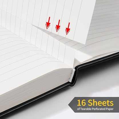 Annecy Lined Journal Notebook, Hardcover Leather Journal for Women & Men, 160 Numbered Pages, Medium 5.5" x 8.25", 100 GSM Thick Paper, Black