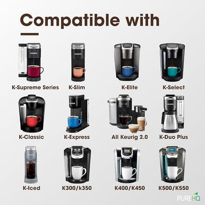 Keurig Starter Kit Replacement Water Filter Holder for Keurig 2.0, K-Slim, K Express, K-Supreme, K-Classic, K-Duo Plus Coffee Maker – Includes Tall Handle for Side Reservoir and 3-Pack Water Filters