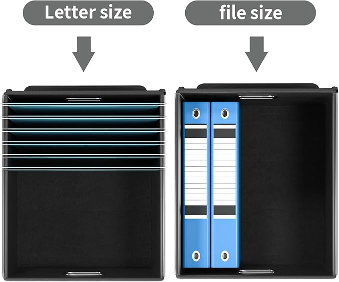 Huolewa File Organizer Boxes with Lids, Linen Office Document Storage Boxes, Filing Boxes, Decorative Small File Boxes for Hanging Files with Plastic Slide for Office/Cabinet/Decor/Home