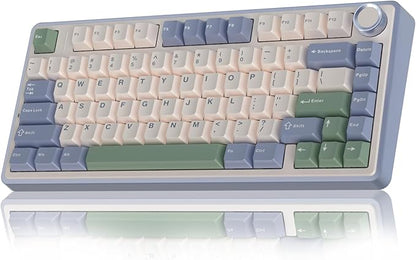 AULA F75 75% Wireless Mechanical Keyboard, Hot Swappable Creamy Keyboard, Pre-lubed Reaper Switches RGB Backlit Gaming Keyboards, 2.4GHz/Type-C/BT5.0(White & Green)