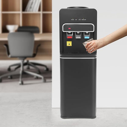 Bottom Loading Water Cooler, Standing Water Dispenser with 3 Temperature Settings - Hot, Cold & Room Water, Water Dispensers for Homes, Kitchens, Offices, Dorms (Black)