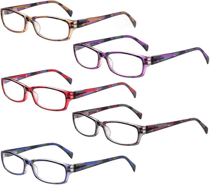 Henotin 5-Pack Reading Glasses Blue Light Blocking Anti Eyestrain Computer Reading Glasses for Women and Men Readers (5 Pairs Mix Color, 4.00)