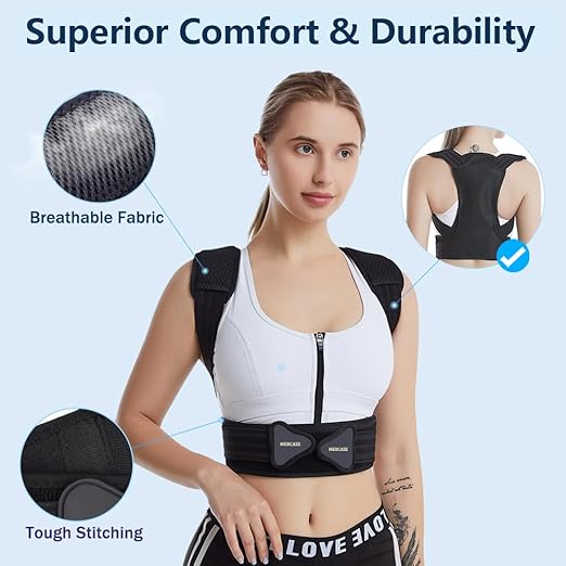 Mercase Maximum Support Posture Corrector – Adjustable Back Brace for Upper Back Pain & Shoulder Relief, Adult (XL)