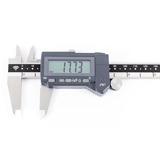 PEC Tools Bluetooth Digital Caliper, 12 Inch/300mm Industrial-Grade Stainless Steel Caliper, IP67 Waterproof & Oil-Resistant, Auto Power-Off, Inch/MM/Fraction Modes, Wireless Data Transfer