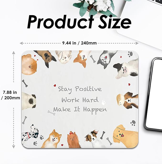 Square Mouse Pad with Stitched Edge, Premium Mousepad Washable Cloth. Computer Mouse Pad with Non-Slip Rubber Base, Mouse Pads for Computers Laptop Mouse 9.25x7.75x0.12 inch-Inspired Dog