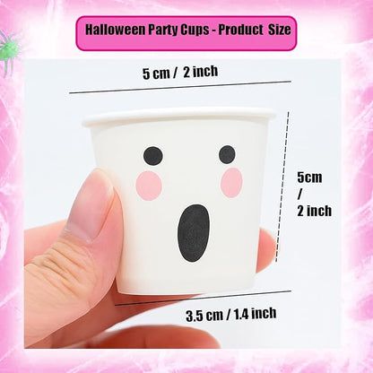 50 Pcs Halloween Shot Cups 2oz Paper Disposable Shot Glasses Mini Halloween Party Cup for Party Drinking Supplies