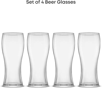 JoyJolt Callen 15.5oz Beer Glasses Set of 4 Beer Pint Glass. Craft Beer Glass, Pilsner Glasses, IPA Beer Glass. Solid Glassware Beer Cup. Classic Beer Gifts, Beer Cups, Mugs and Beer Glasses for Men