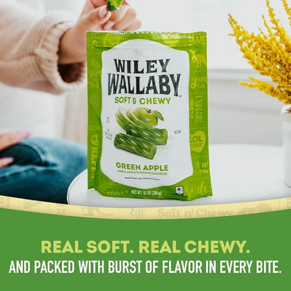 Wiley Wallaby Licorice 24 Ounce Classic Gourmet Soft & Chewy Australian Green Apple Licorice Candy Twists, 2 Pack