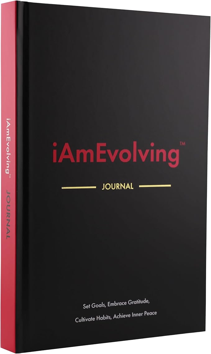 iAmEvolving Journal – Guided Gratitude & Goal Planner with Habit Tracker, Mindfulness Prompts & Daily Reflection | Undated 6-Month Self-Care & Wellness Notebook for Personal Growth (Black Cover)