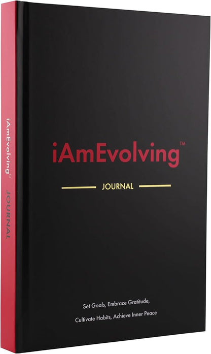 iAmEvolving Journal – Guided Gratitude & Goal Planner with Habit Tracker, Mindfulness Prompts & Daily Reflection | Undated 6-Month Self-Care & Wellness Notebook for Personal Growth (Black Cover)