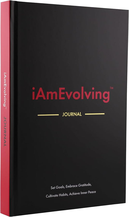 iAmEvolving Journal – Guided Gratitude & Goal Planner with Habit Tracker, Mindfulness Prompts & Daily Reflection | Undated 6-Month Self-Care & Wellness Notebook for Personal Growth (Black Cover)