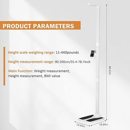 Professional Digital Physicians Scale，Ultrasonic Height and Weight Scale，Multifunctional Medical Measuring Scale for Weight and Height Measurement,Weight Capacity 440 lbs / 35.4”-78.7”