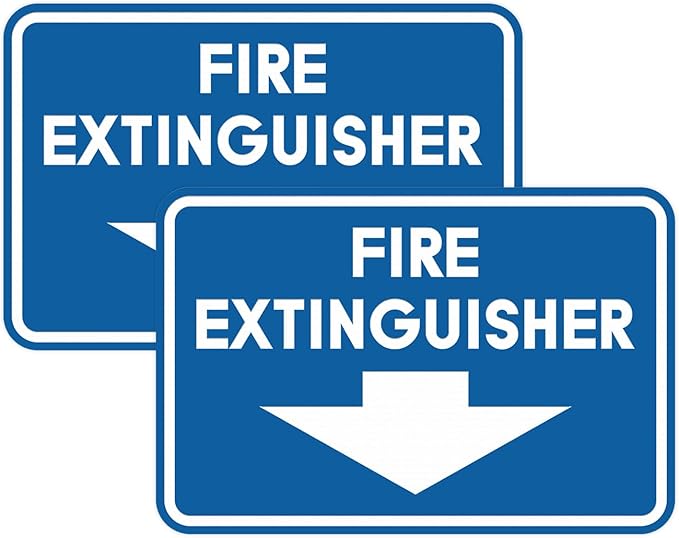 Signs ByLITA Classic Framed Fire Extinguisher (Blue) - Large 2 Pack