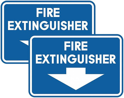 Signs ByLITA Classic Framed Fire Extinguisher (Blue) - Large 2 Pack