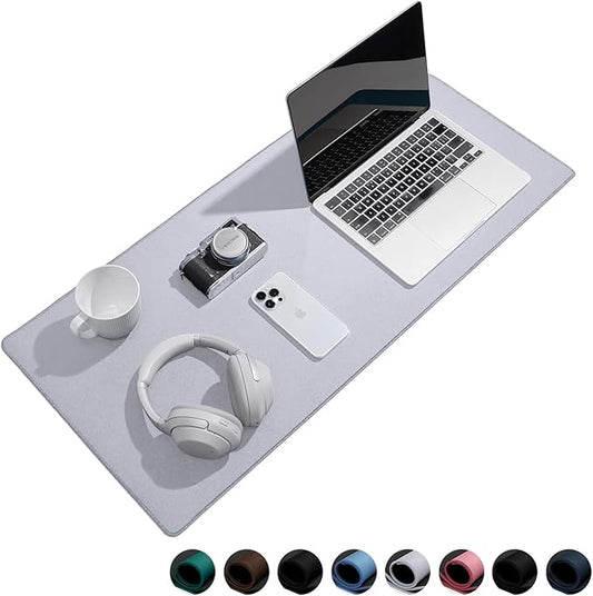 Waterproof Large Gaming Mouse Pad with Durable Stitched Edges, Non-Slip Rubber Base, Grainy Jacquard Mouse Mat Desk Pad for Home Office Gaming, 35.4''x15.7''x0.12'', Matte Light Gray