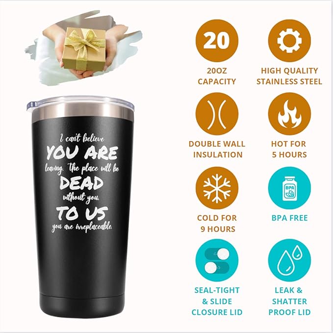 Coworker Leaving Gift Set - Funny 20oz Coffee Tumbler & Mug for Going Away, Farewell, Good Luck Occasions