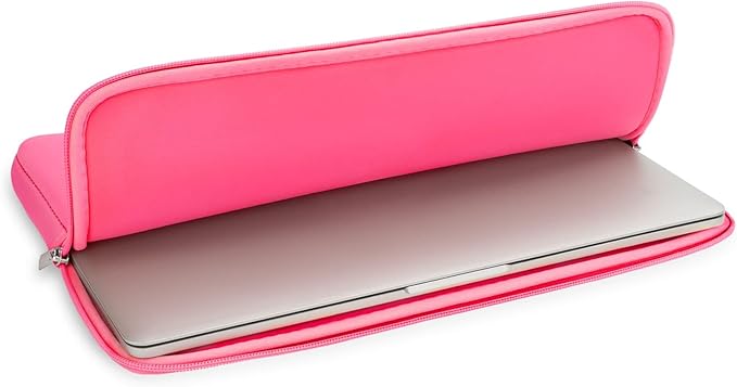 RAINYEAR 15.6 Inch Laptop Sleeve Protective Case Soft Carrying Zipper Bag Cover Compatible with 15.6" Notebook Computer Ultrabook Chromebook (Bright Pink)