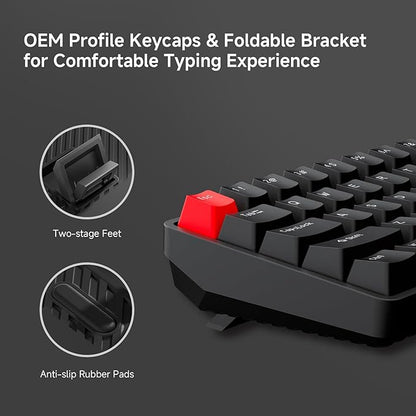 TMKB HE Hall Effect Keyboard, Magnetic Gaming Keyboard with Adjustable Actuation, 8000Hz Polling Rate, 60% Compact Hot-Swappable for PC FPS RTS Gamers (Black/Red)