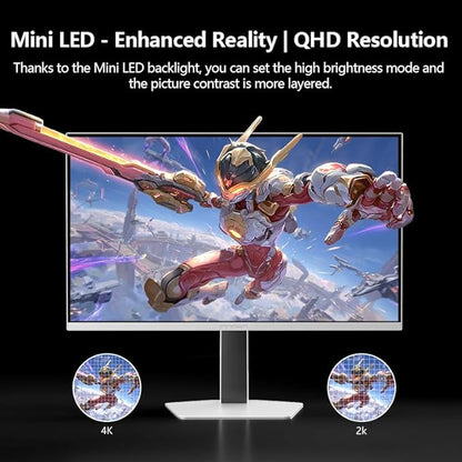 INNOCN 27" 2K QHD 2560 x 1440P 320Hz Monitor, Gaming Console Ready, Mini-LED Precisely Dimming, Monitor for Mac, HDR1000, 1ms, MPCS/ULL, FPS, HDMI 2.1, DP, Speaker, Pivot Adjustable Stand - GA27T1M