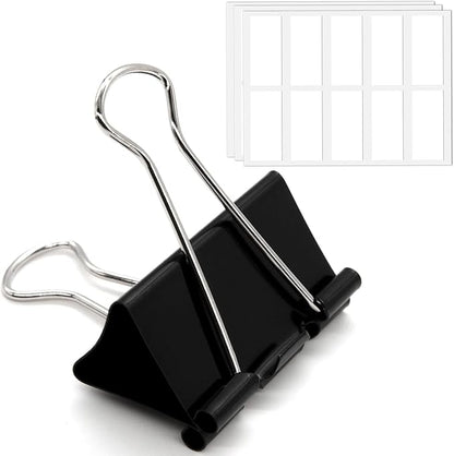 30 Pack Binder Clips with Labels, 2.4 Inch Extra Large Binder Clips Big Paper Clamps for Office and Home Supplies