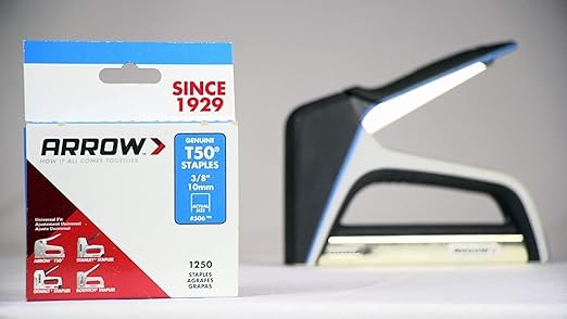 Arrow 506 T50 Heavy Duty Staples, 3/8-Inch Leg Length, 3/8-Inch Crown Width Staples for Upholstery, Construction, Furniture, Crafts, 1250-Pack