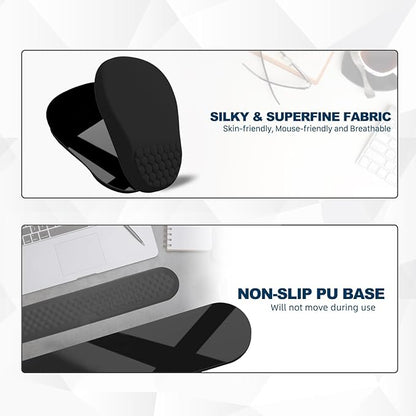Ergonomic Mouse Pad and Keyboard Wrist Rest with Massage Design, Space-Saving Mouse Pad Wrist Support, Memory Foam Wrist Rest with Non-Slip PU Base for Computer Desk, Black