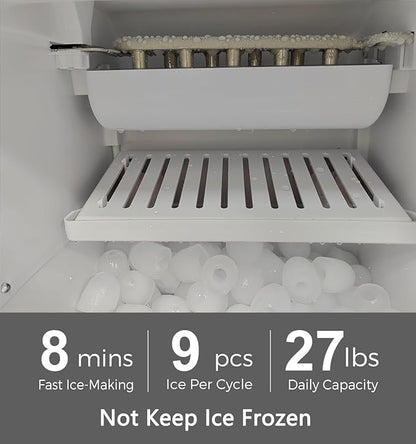 IKT Hot and Cold Water Cooler Dispenser with Ice Maker for 5 Gallon Bottle 27 lbs Daily Capacity Night Light Child Safety Lock Black