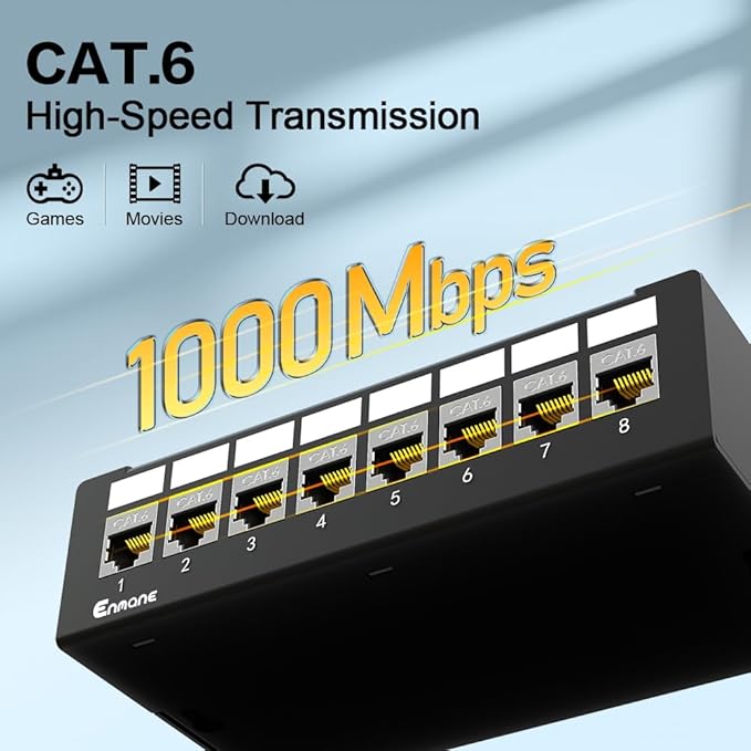 8 Port Patch Panel CAT6 Keystone Patch Panel UTP Network for Home/Office (1U 8Port, CAT6 Shielded)